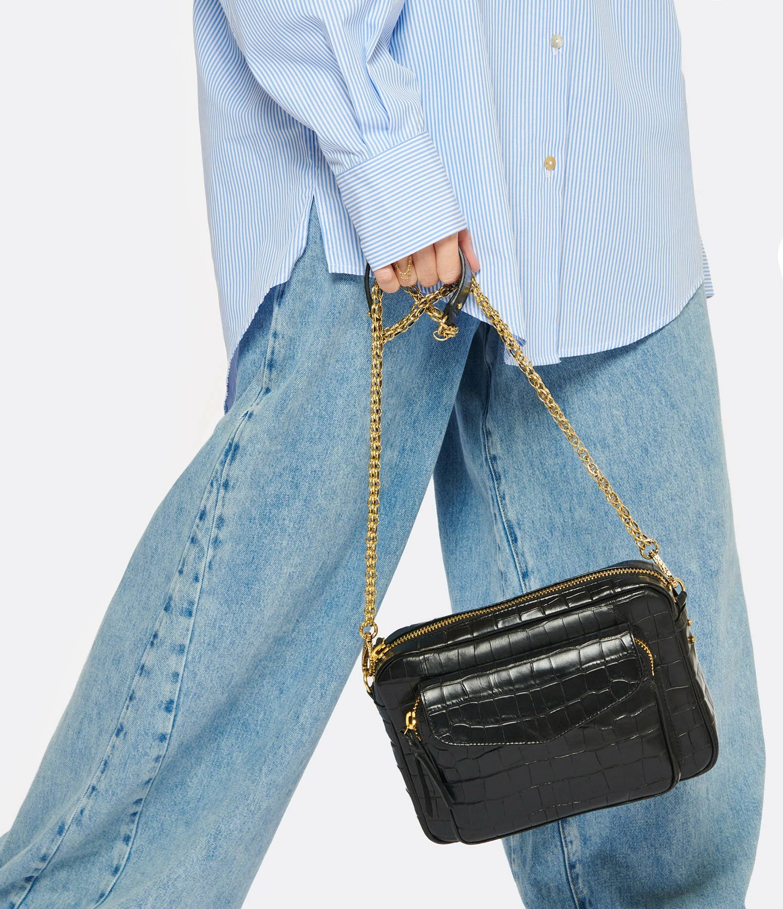 Sac Big Charly Cuir Embossé Croco Noir, Collaboration Lulli X Claris Virot 7 Sac Big Charly Cuir Embossé Croco Noir, Collaboration Lulli X Claris Virot – Image 5