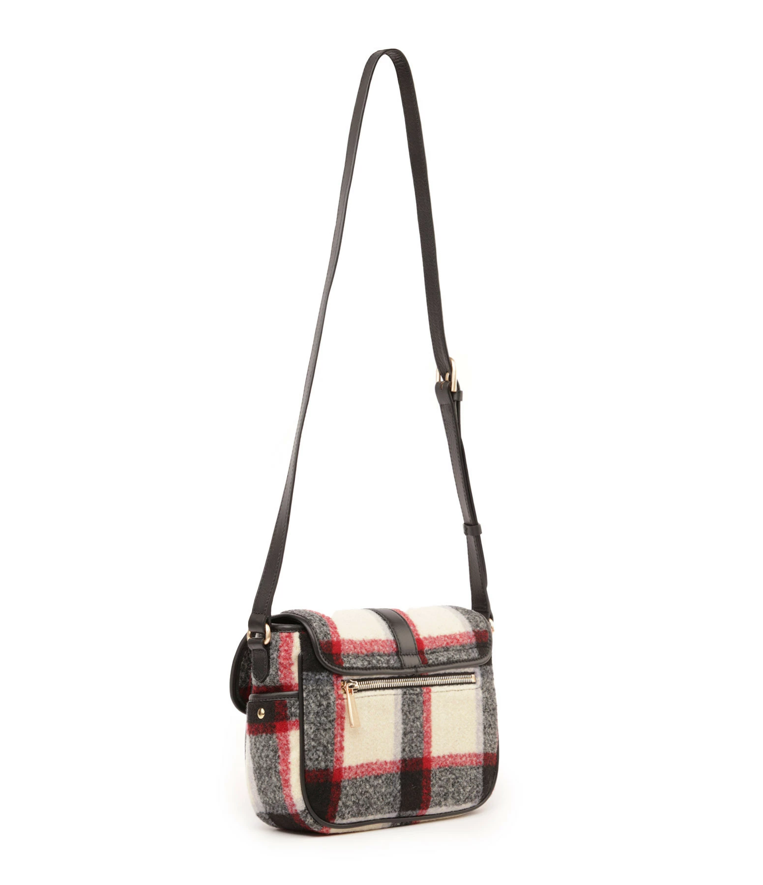 VANESSA BRUNO Sac Besace PM Carreaux Écru Noir 4 VANESSA BRUNO Sac Besace PM Carreaux Écru Noir – Image 2