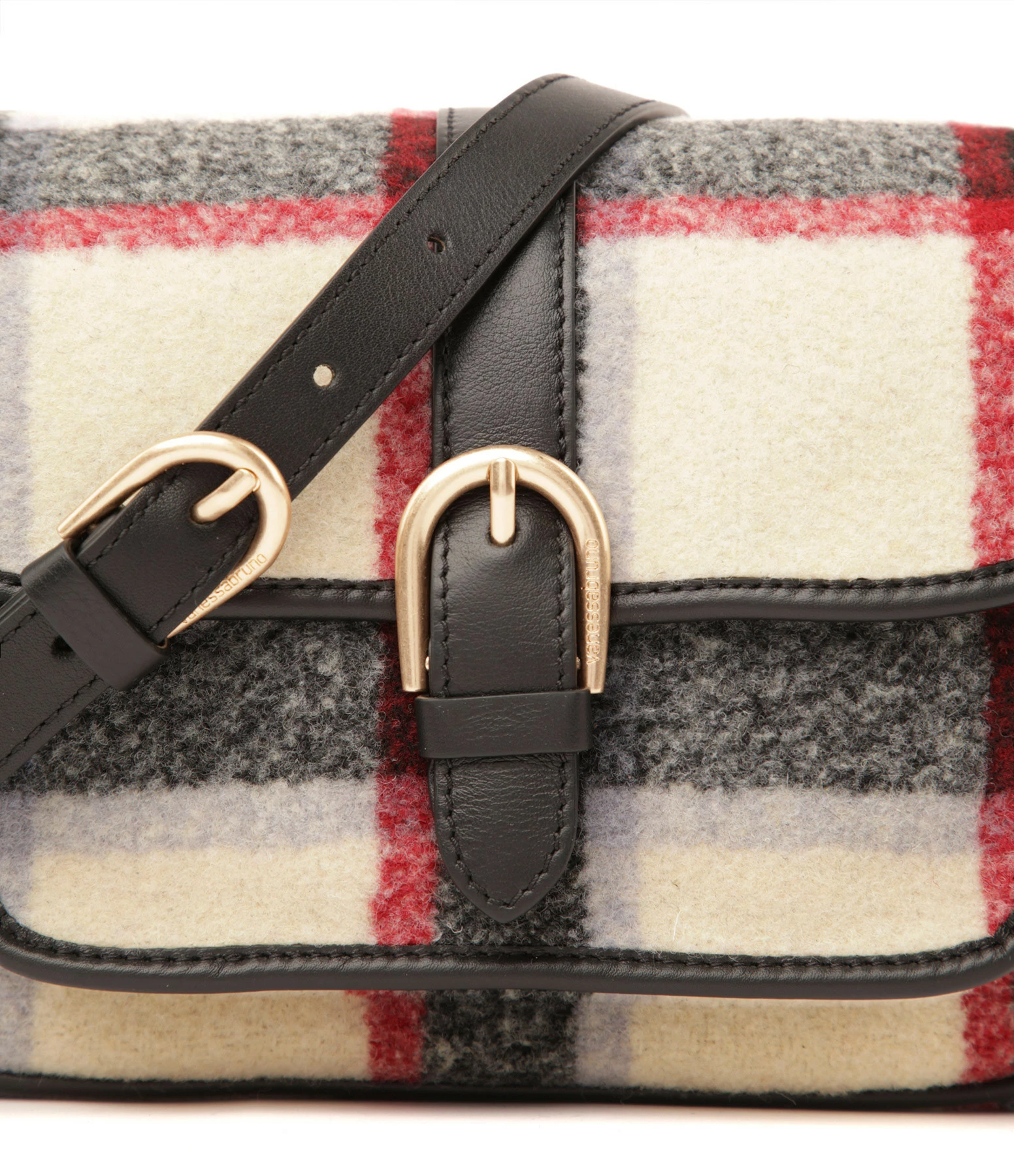 VANESSA BRUNO Sac Besace PM Carreaux Écru Noir 6 VANESSA BRUNO Sac Besace PM Carreaux Écru Noir – Image 4