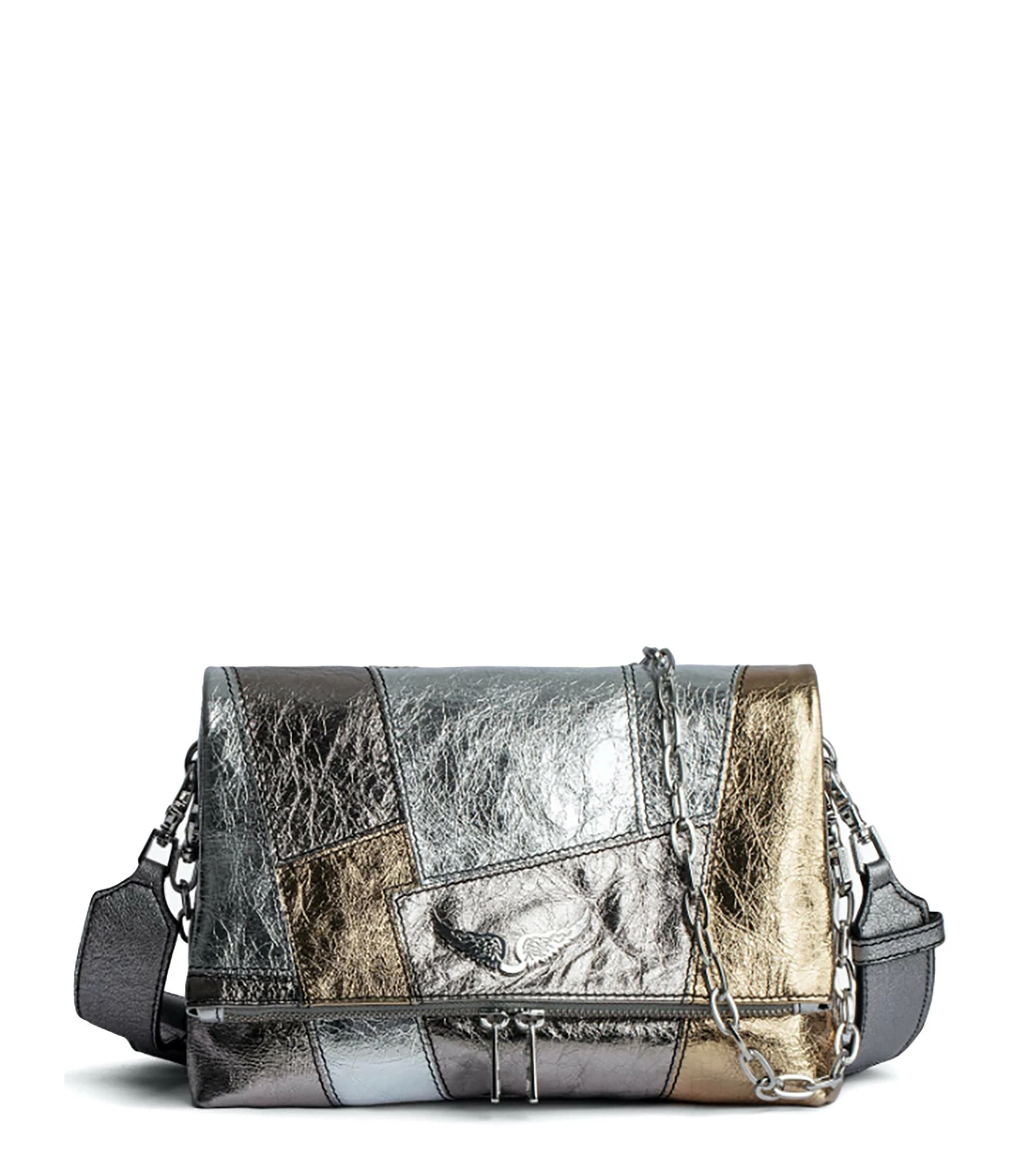 ZADIG & VOLTAIRE Sac Rocky Vintage Metal Patchwork Cuir Argenté 3 ZADIG & VOLTAIRE Sac Rocky Vintage Metal Patchwork Cuir Argenté