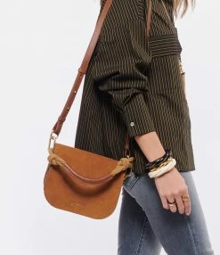 VANESSA BRUNO Sac Holly Besace Cuir Suédé Ambre -jerome dreyfuss shop unnamed file 860