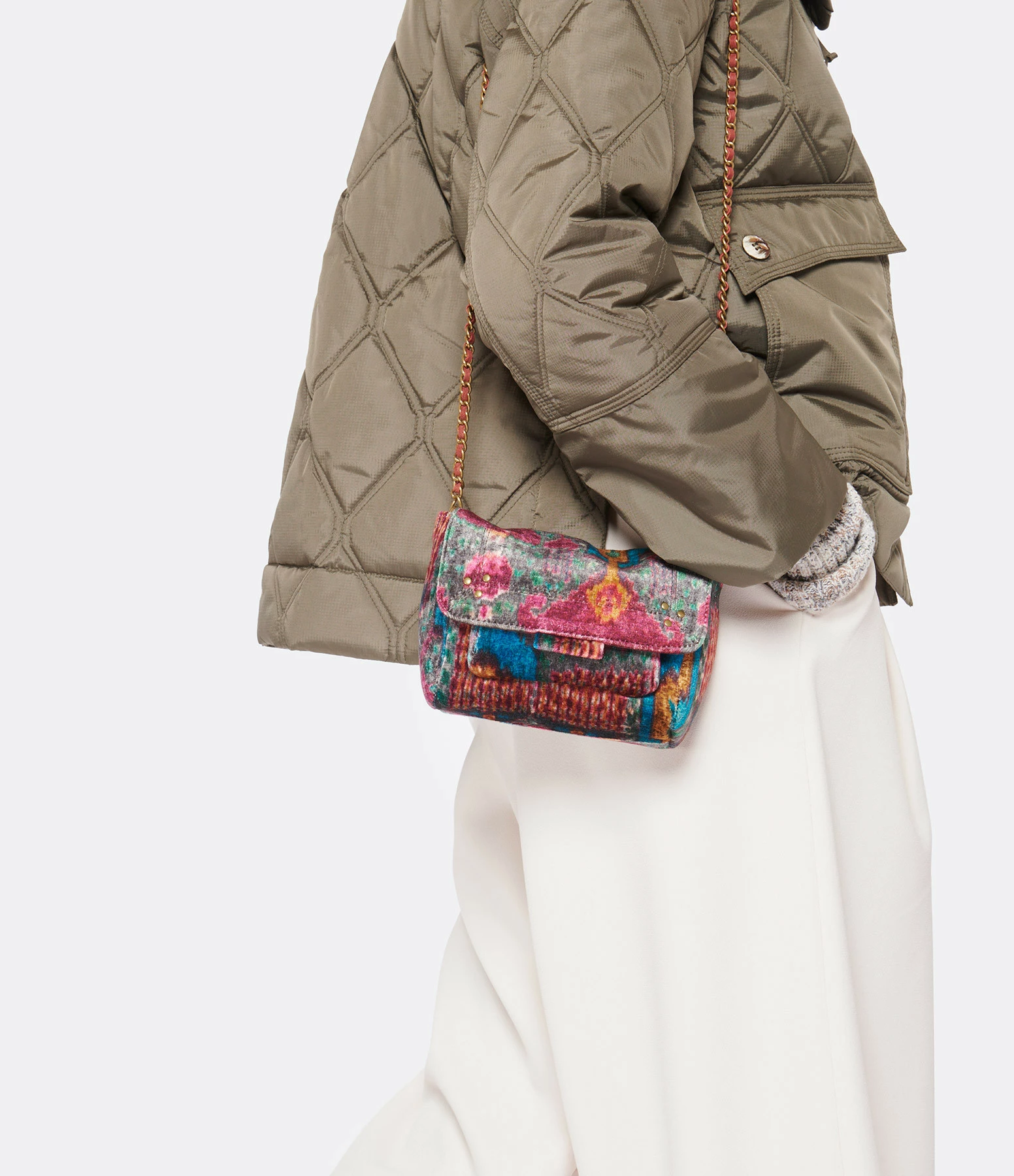 JEROME DREYFUSS Sac Lulu S Velours Imprimé Ikat, Capsule Velours 7 JEROME DREYFUSS Sac Lulu S Velours Imprimé Ikat, Capsule Velours – Image 5