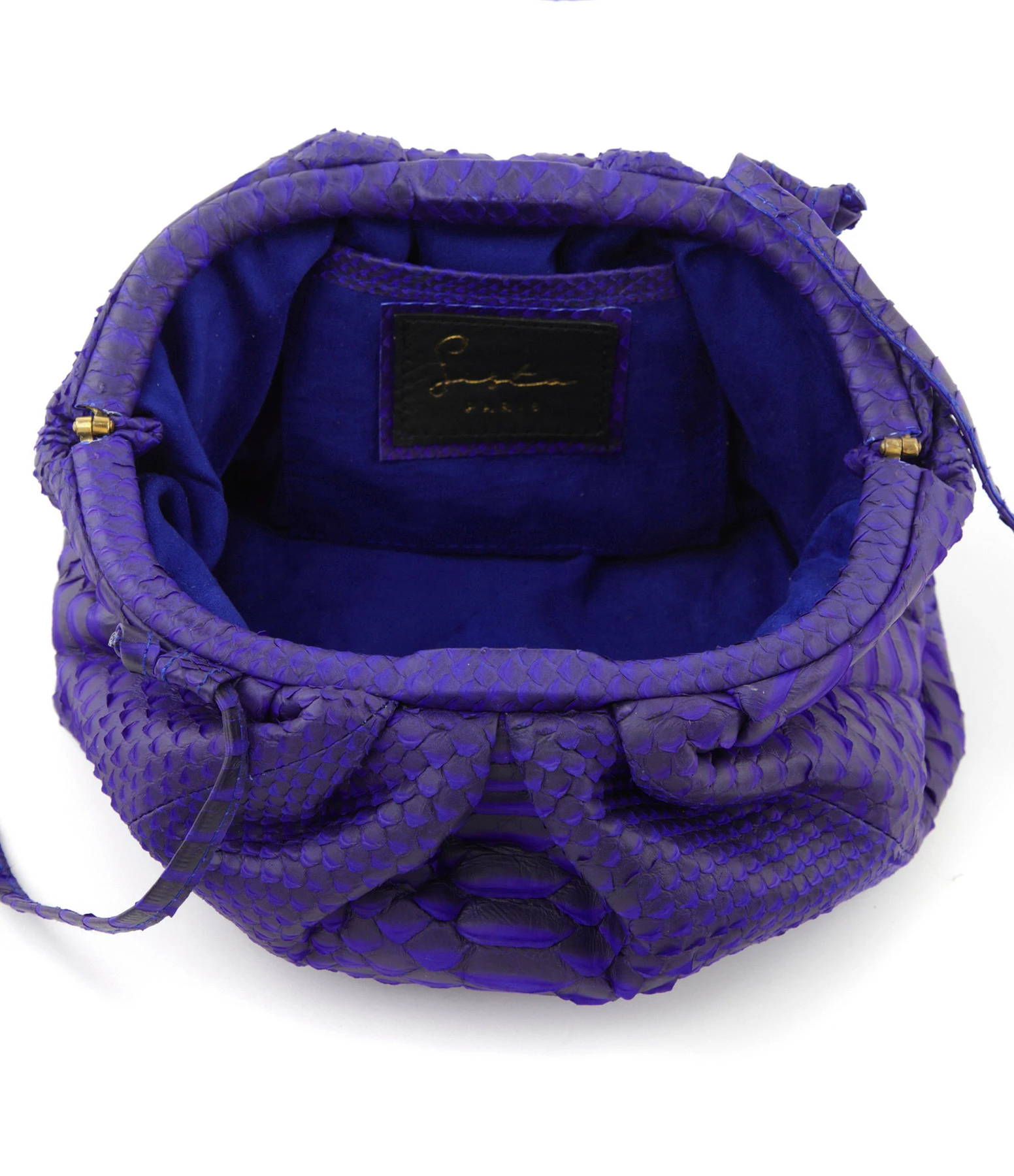 SISTA PARIS Sac Baby Uniq Cuir Souple Python Bleu Noir 5 SISTA PARIS Sac Baby Uniq Cuir Souple Python Bleu Noir – Image 3