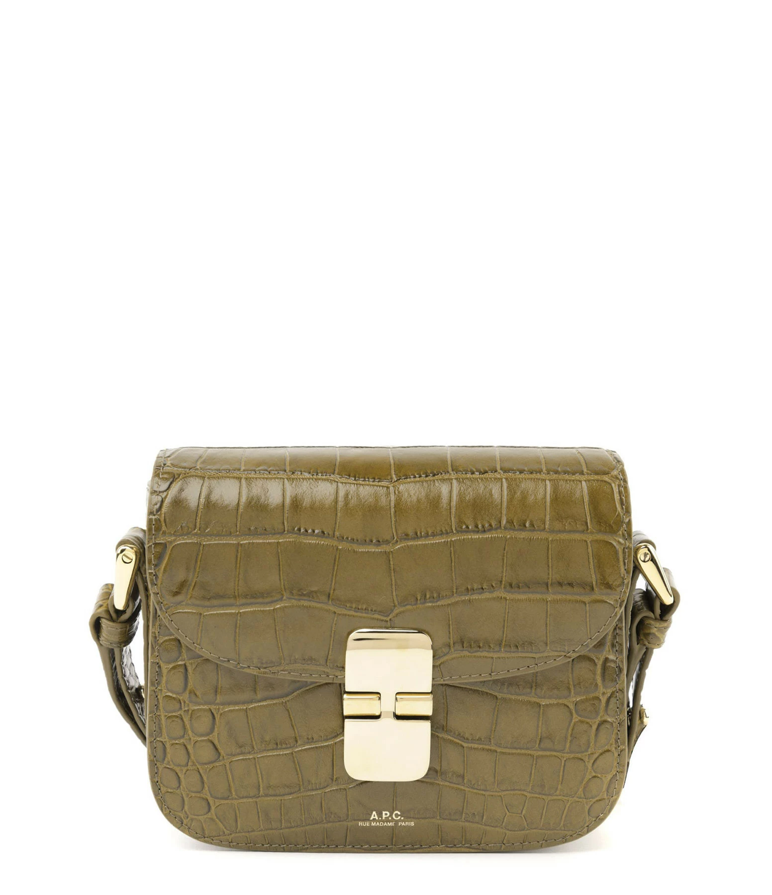 A.P.C. Sac Grace Mini Cuir Embossé Croco Olive 3 A.P.C. Sac Grace Mini Cuir Embossé Croco Olive