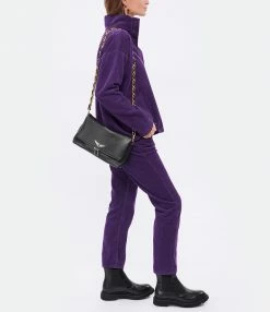 ZADIG & VOLTAIRE Bandoulière Chaîne Cuir Grainé Noir Doré -jerome dreyfuss shop unnamed file 943