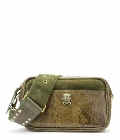 CLARIS VIROT Sac Lily Python Kaki Foncé