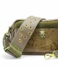 CLARIS VIROT Sac Lily Python Kaki Foncé -jerome dreyfuss shop unnamed file 952