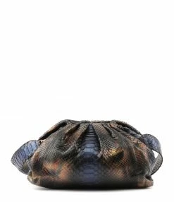 SISTA PARIS Sac Big Uniq Cuir Souple Python Butterfly Blue